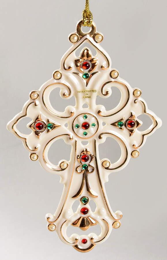 Annual Pierced Cross Ornament Embellished Cross - Boxed by Lenox-1