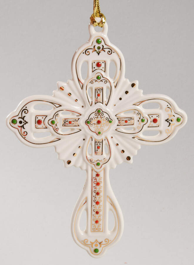 Annual Pierced Cross Ornament China Jewels Cross - Boxed by Lenox-1