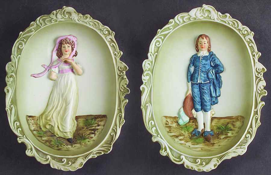 Lefton Plates Blue Boy & Pinkie Plaque Pair - No Box by Lefton-1