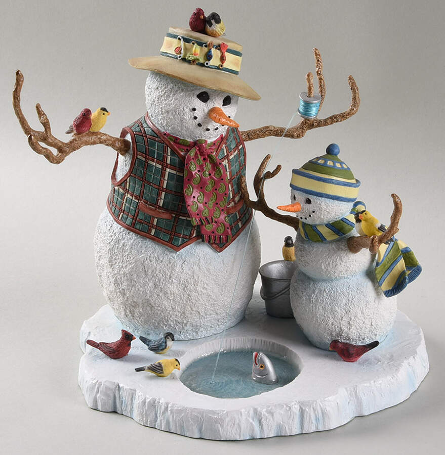 Lynn Bywaters Snowman Collection Fishing With Grandpa - Boxed by Lenox-1