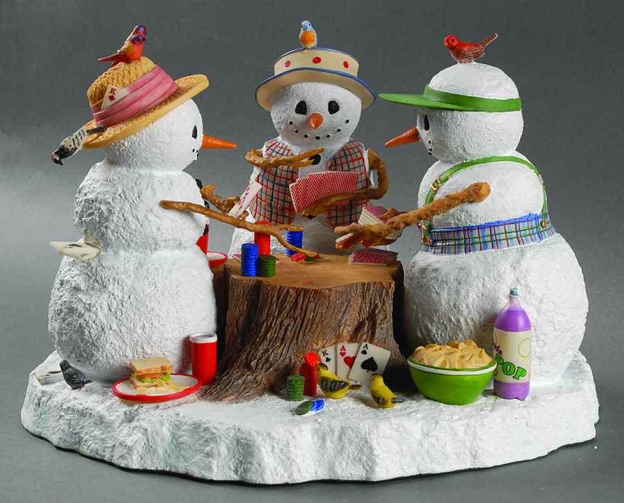 Lynn Bywaters Snowman Collection Poker Pals - No Box by Lenox-1