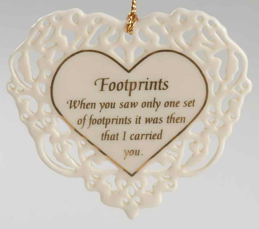 Footprints Ornament Footprints Pierced Heart  - No Box by Lenox-1