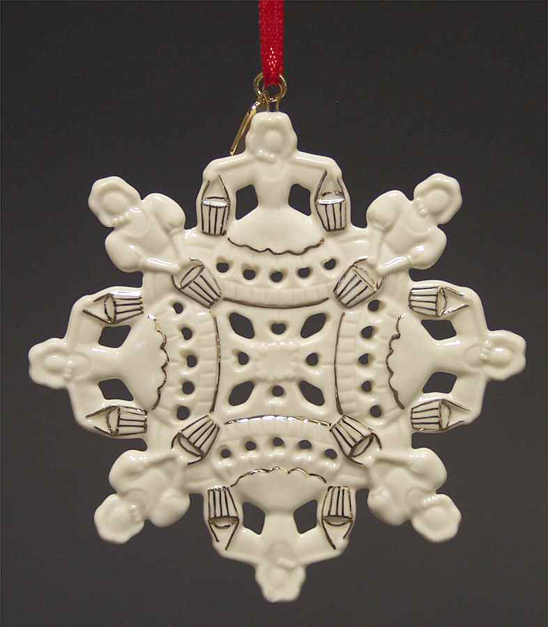 Twelve Days of Christmas Snowflakes Maids Milking - No Box by Lenox-1