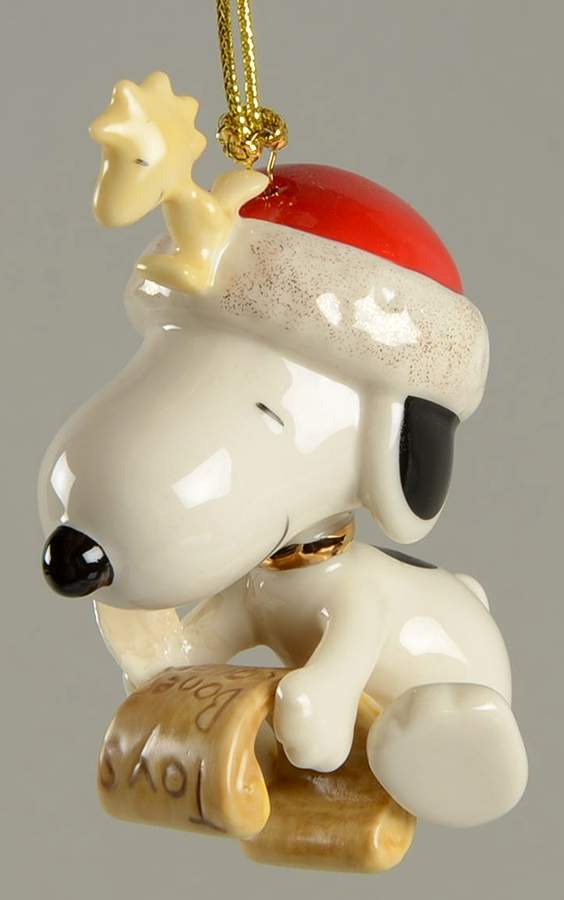Whimsical Snoopy Ornaments Snoopy's List For Santa - Boxed by Lenox-1