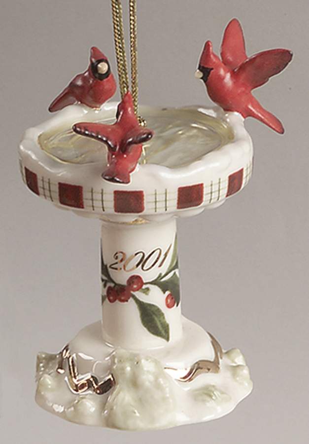 Winter Greetings Annual Ornament 2001- Birdbath - No Box by Lenox-1