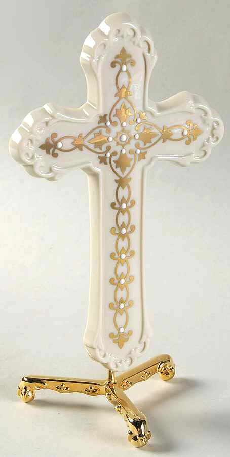 China Treasures Cross White Jeweled With Stand - Boxed by Lenox-1