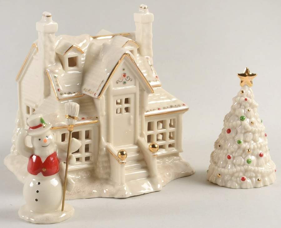 Mistletoe Park Village Inn,Snowman,Tree - Boxed by Lenox-1