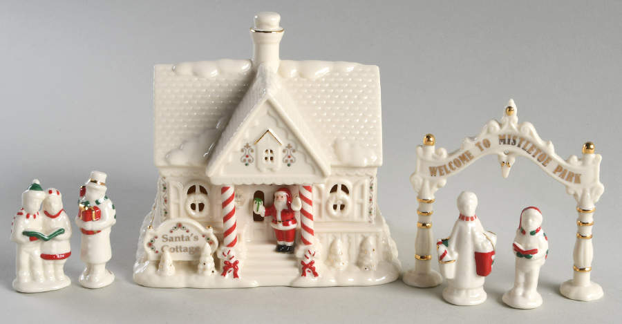 Mistletoe Park Village Santa's Cottage & Carolers 6 Pc Set - Boxed by Lenox-1