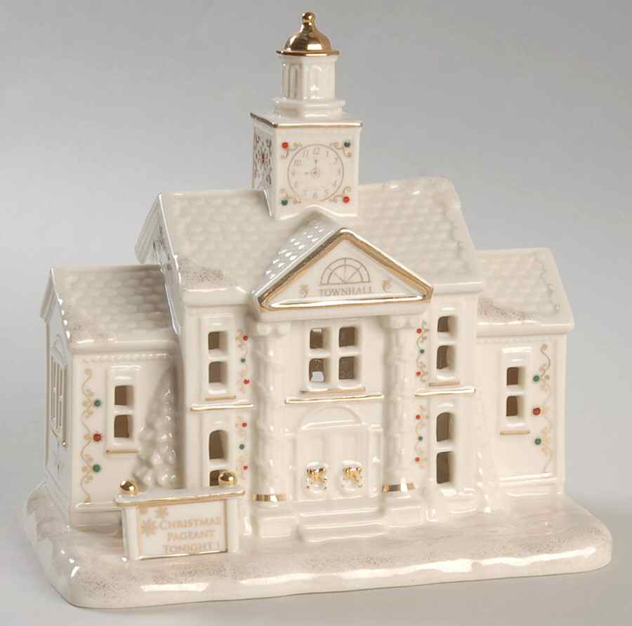 Mistletoe Park Village Town Hall With Clock Tower - Boxed by Lenox-1