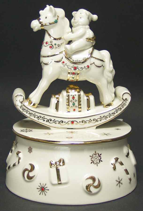 China Jewels Musicals Teddy On Rocking Horse-Winter Wonderland - No Box by Lenox-1