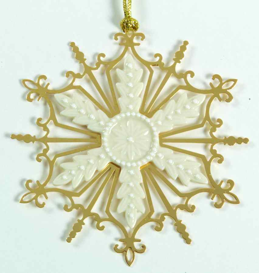 Ivory and Gold Snowflake Glitter & Gold Snowflake - Boxed by Lenox-1