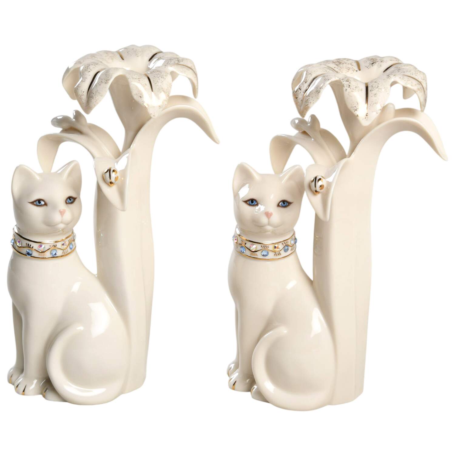 Classic Cat Collection Jeweled Cat Candlesticks - No Box by Lenox-1