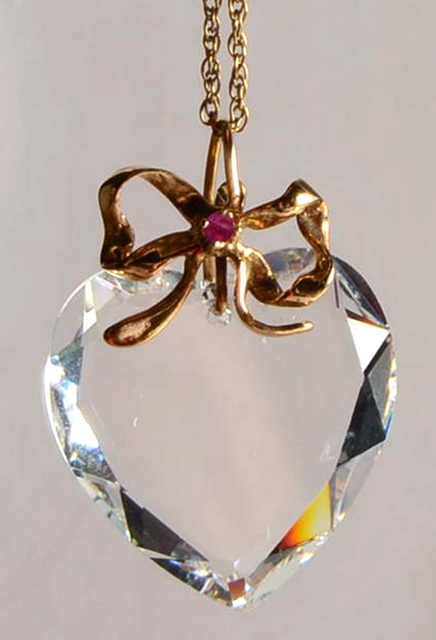 Lenox Jewelry Crystal Heart Pendant With Ruby Stone - Boxed by Lenox-1