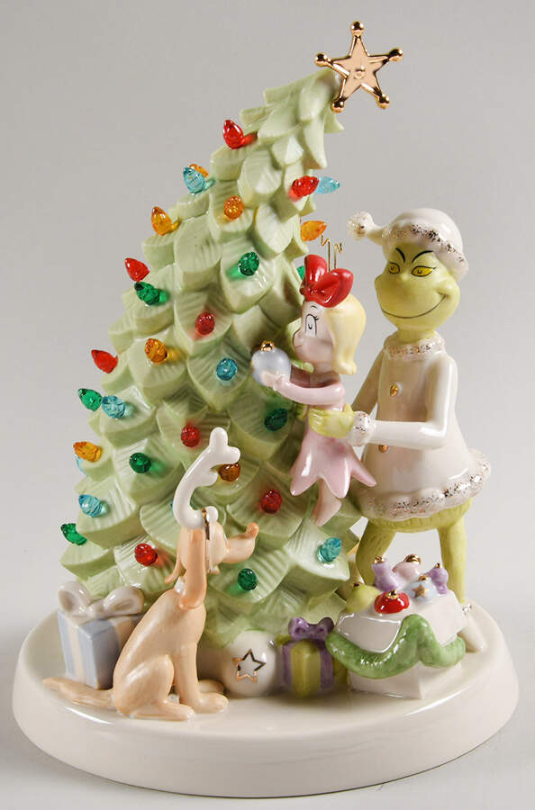 Dr Seuss Figurines Merry Grinchmas Trimming The Tree - Lit - No Box by Lenox-1