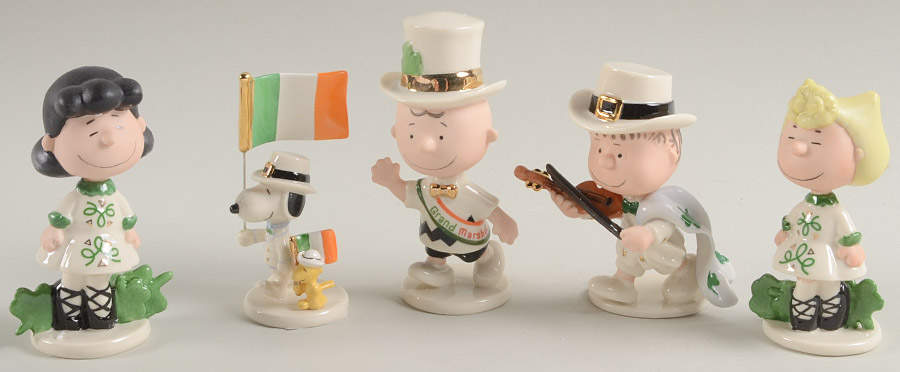 Peanuts Figurines St. Patrick's Day Parade -5 Pc - No Box by Lenox-1