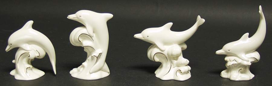 Classic Ivory Miniatures Dancing Dolphins Set Of 4 - Boxed by Lenox-1