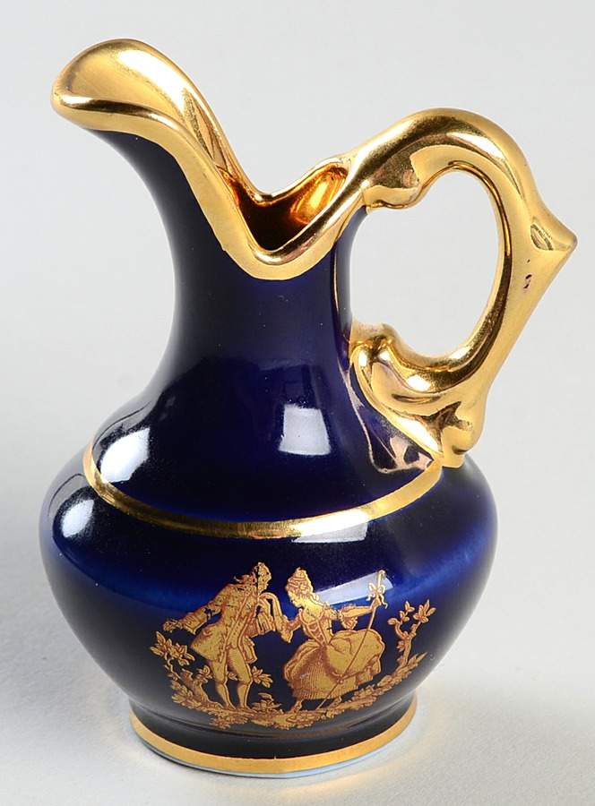 Limoges Miniature Figurines & Giftware Pitcher-Courting Cobalt Blue - No Box by Limoges-French-1