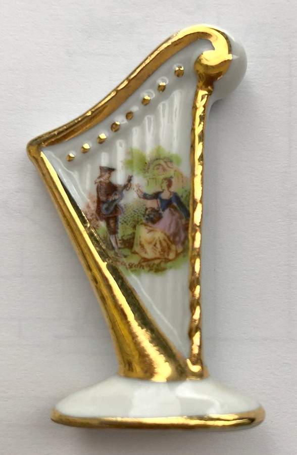 Limoges Miniature Figurines & Giftware Harp-White Courtship - No Box by Limoges-French-1