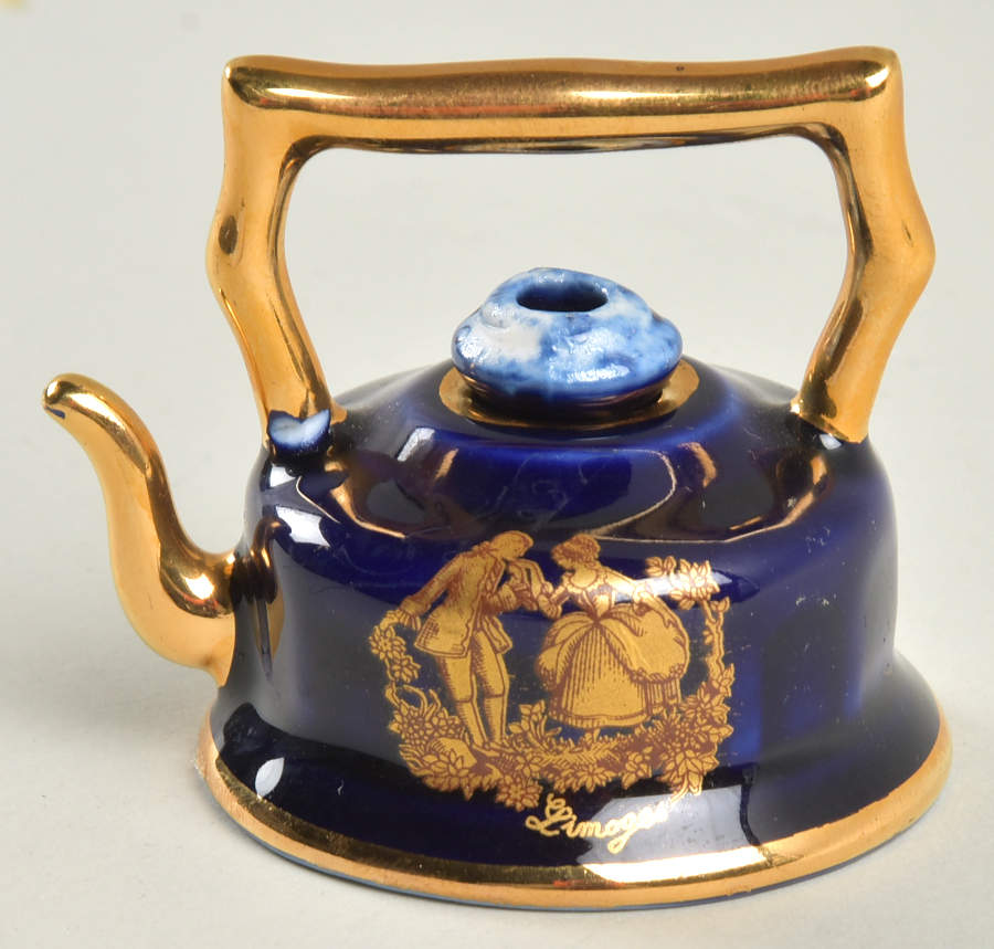 Limoges Miniature Figurines & Giftware Tea Kettle-Blue Lid - No Box by Limoges-French-1