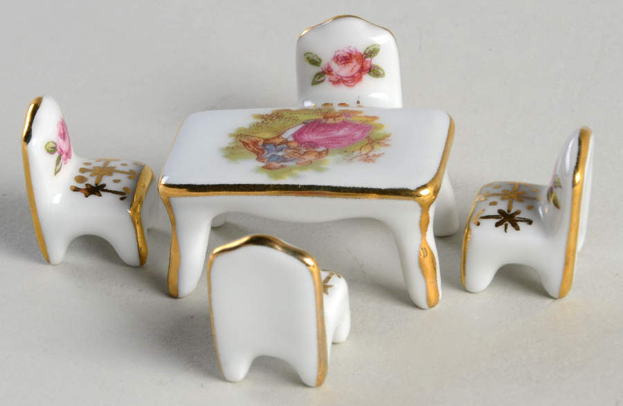 Limoges Miniature Figurines & Giftware Table With 4 Chairs - No Box by Limoges-French-1