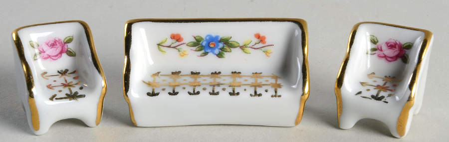 Limoges Miniature Figurines & Giftware Couch With 2 Side Chairs - No Box by Limoges-French-1