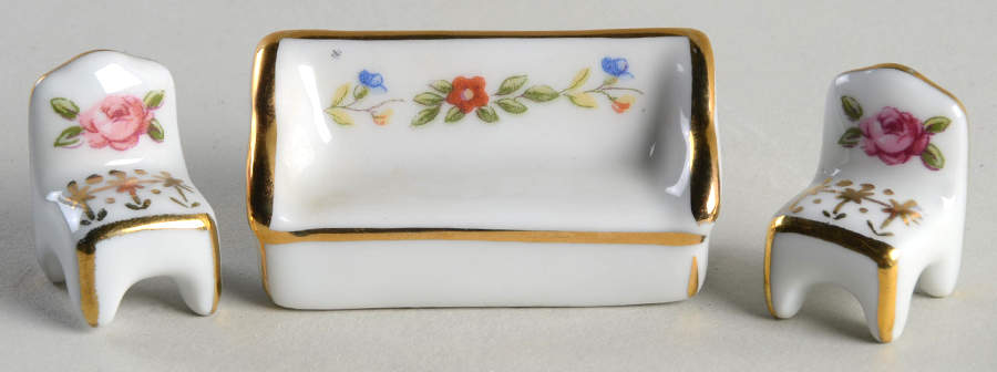 Limoges Miniature Figurines & Giftware Couch With 2 Side Chairs - No Box by Limoges-French-1