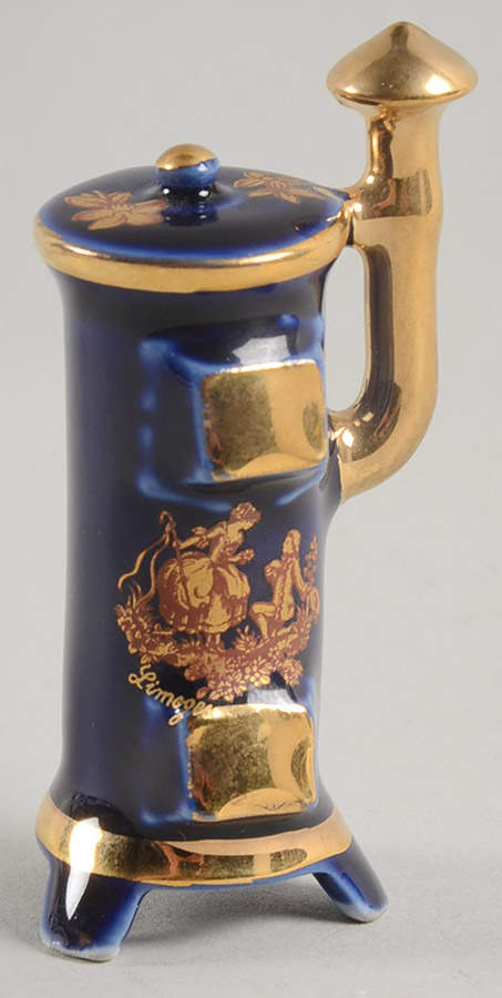 Limoges Miniature Figurines & Giftware Wood Stove-Cobalt Proposal - No Box by Limoges-French-1