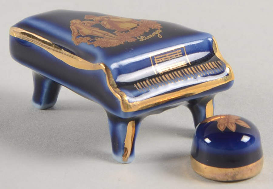 Limoges Miniature Figurines & Giftware Piano-Cobalt Blue-With Stool - No Box by Limoges-French-1