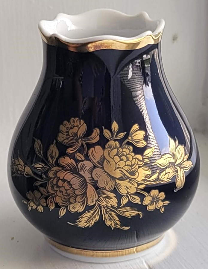 Limoges Miniature Figurines & Giftware Vase=Gold Flowers - No Box by Limoges-French-1