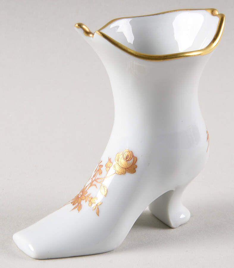 Limoges Miniature Figurines & Giftware White Boot-Flowers - No Box 233 by Limoges-French-1