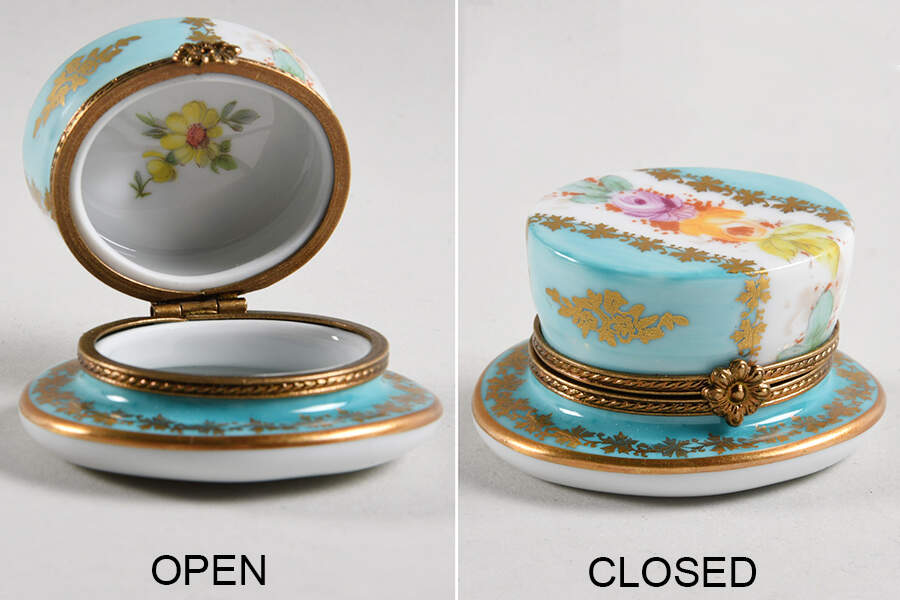 Limoges Miniature Figurines & Giftware Floral Top Hat - No Box by Limoges-French-1