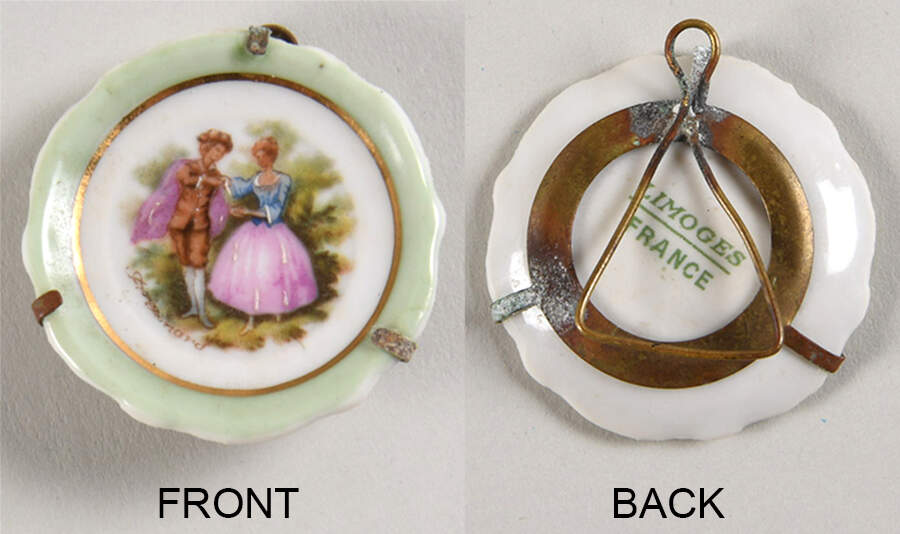 Limoges Miniature Figurines & Giftware Mini Plate-Green Rim-Waltz - No Box by Limoges-French-1