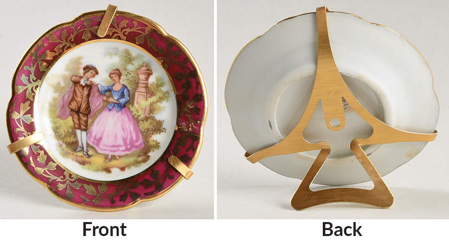 Limoges Miniature Figurines & Giftware Mini Plate Rim -Red Rim  Waltz - No Box by Limoges-French-1