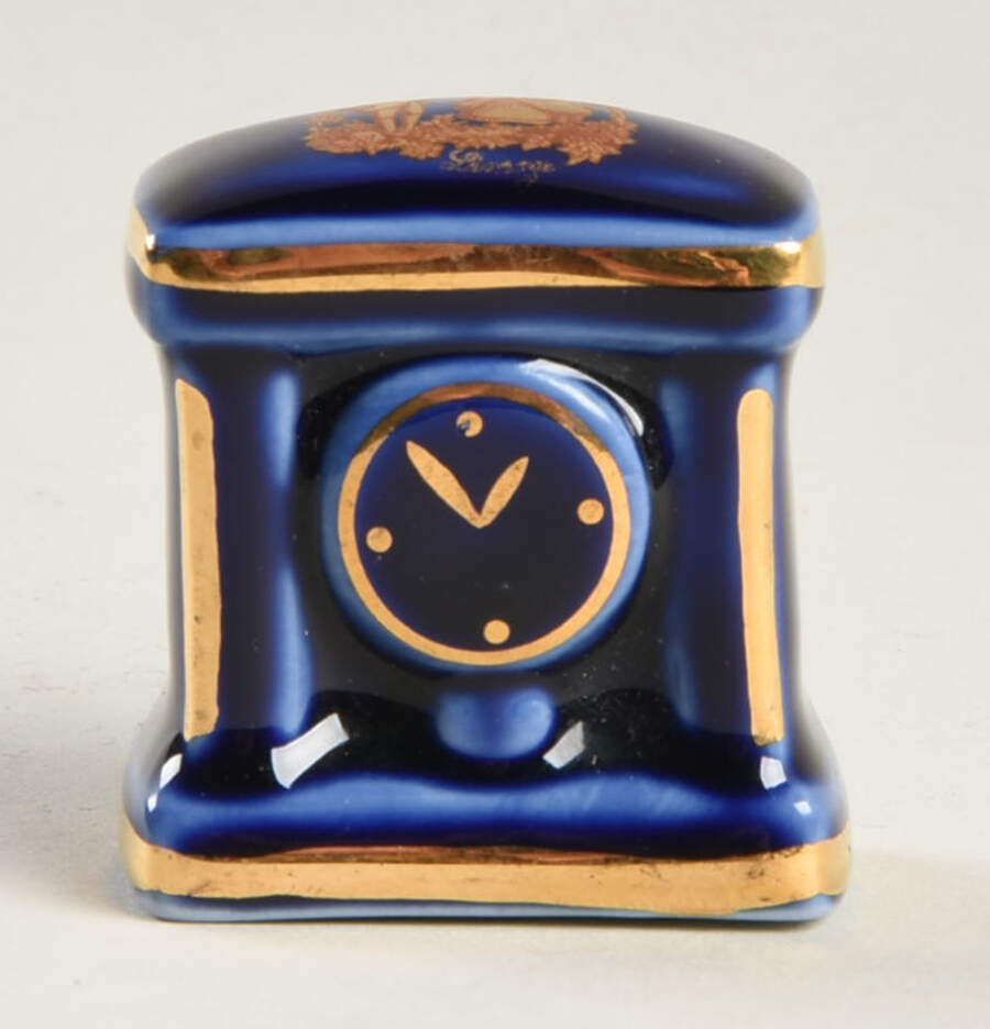 Limoges Miniature Figurines & Giftware Cobalt Clock-Courting - No Box by Limoges-French-1