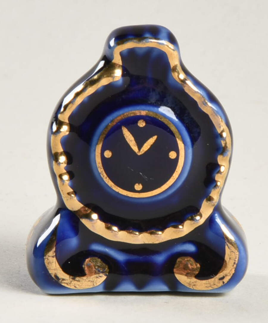 Limoges Miniature Figurines & Giftware Round Cobalt Clock - No Box by Limoges-French-1