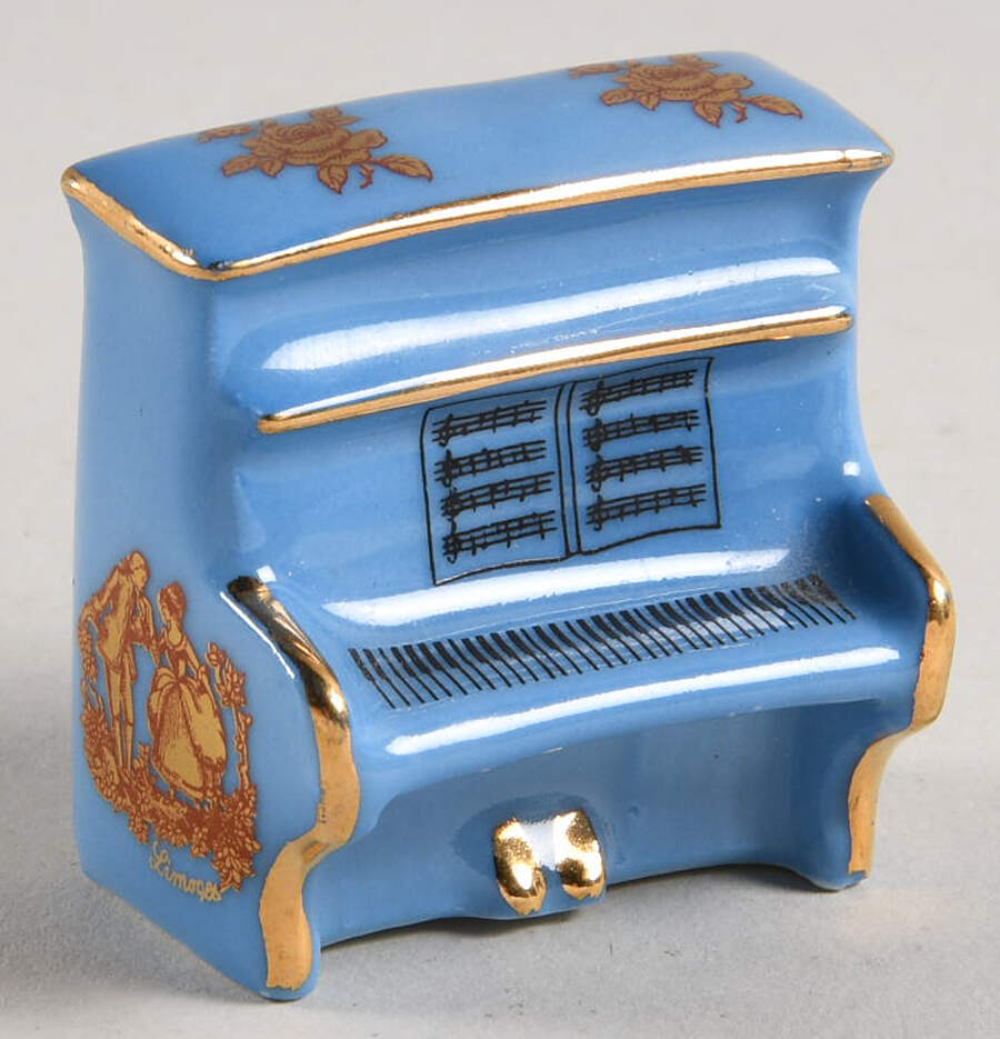 Limoges Miniature Figurines & Giftware Piano Blue Courting/Proposing - No Box by Limoges-French-1