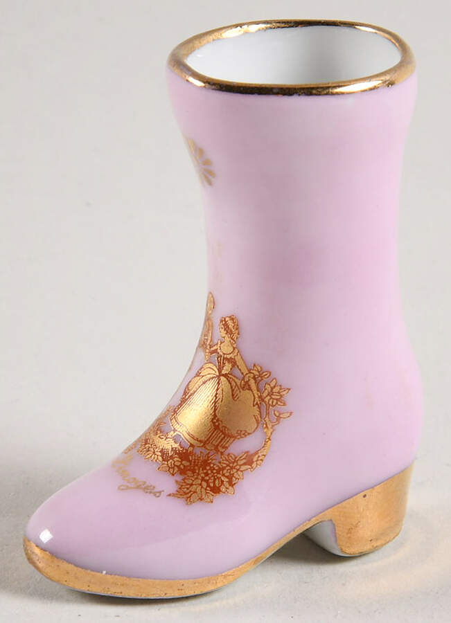Limoges Miniature Figurines & Giftware Boot Pink Courting  - No Box by Limoges-French-1