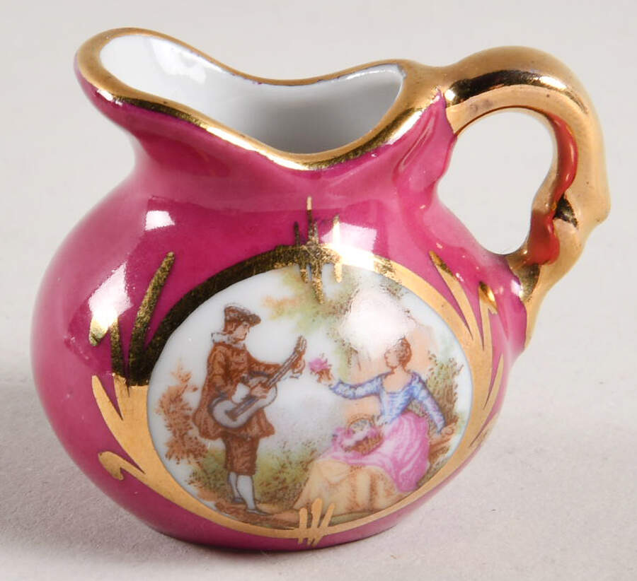 Limoges Miniature Figurines & Giftware Pitcher Red -Serenade - No Box by Limoges-French-1
