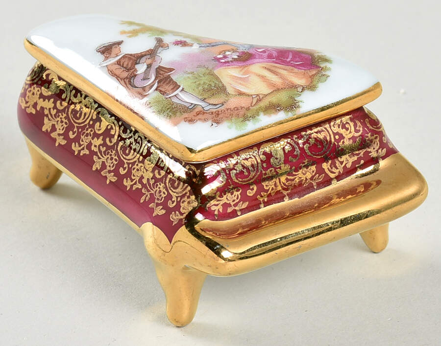 Limoges Miniature Figurines & Giftware Red Piano Box - Serenade - No Box by Limoges-French-1