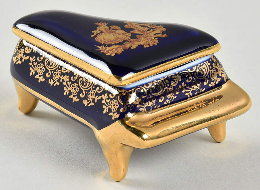 Limoges Miniature Figurines & Giftware Cobalt Piano Box - Courting - No Box by Limoges-French-1