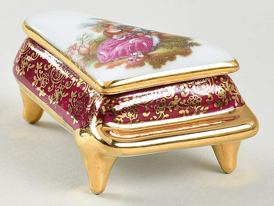 Limoges Miniature Figurines & Giftware Red Piano Box - Courting - No Box by Limoges-French-1