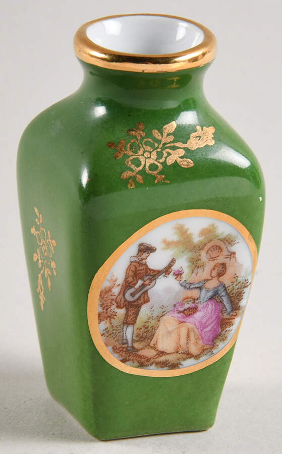 Limoges Miniature Figurines & Giftware Vase Green - Serenade - No Box by Limoges-French-1