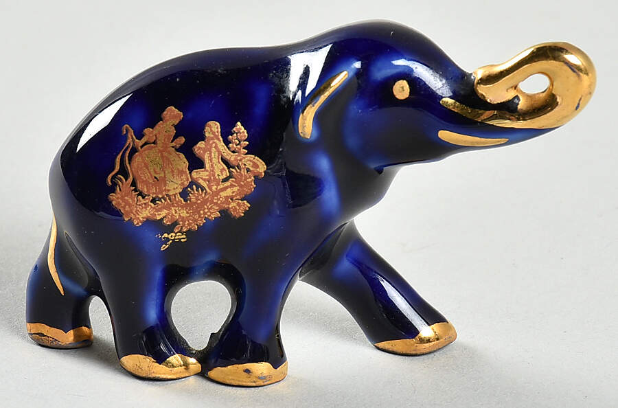 Limoges Miniature Figurines & Giftware Elephant-Blue - No Box by Limoges-French-1