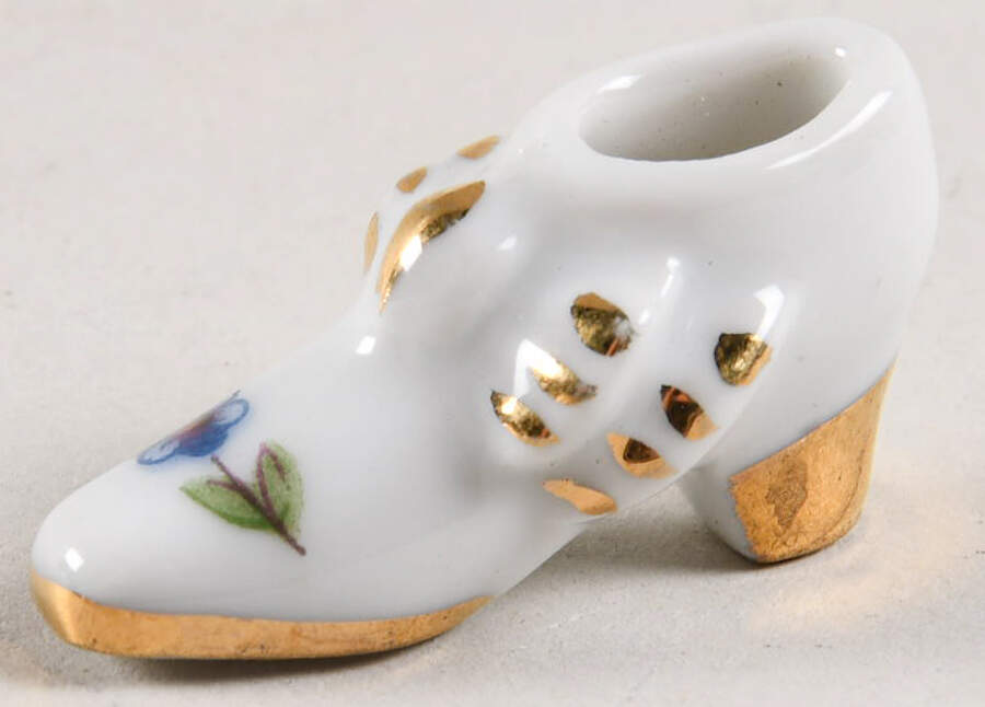 Limoges Miniature Figurines & Giftware Shoe W/Ruffles -White - No Box by Limoges-French-1