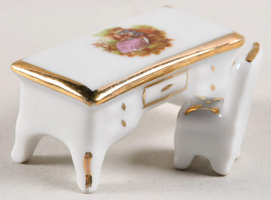 Limoges Miniature Figurines & Giftware Desk W/ Chair - No Box by Limoges-French-1