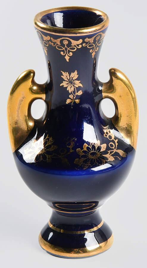 Limoges Miniature Figurines & Giftware Vase Cobalt Floral - No Box by Limoges-French-1