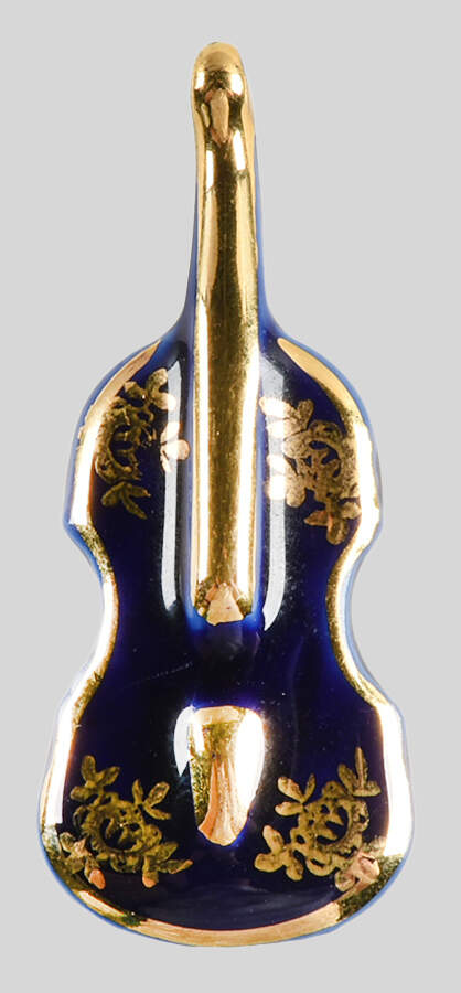 Limoges Miniature Figurines & Giftware Violin - Cobalt Blue - No Box by Limoges-French-1