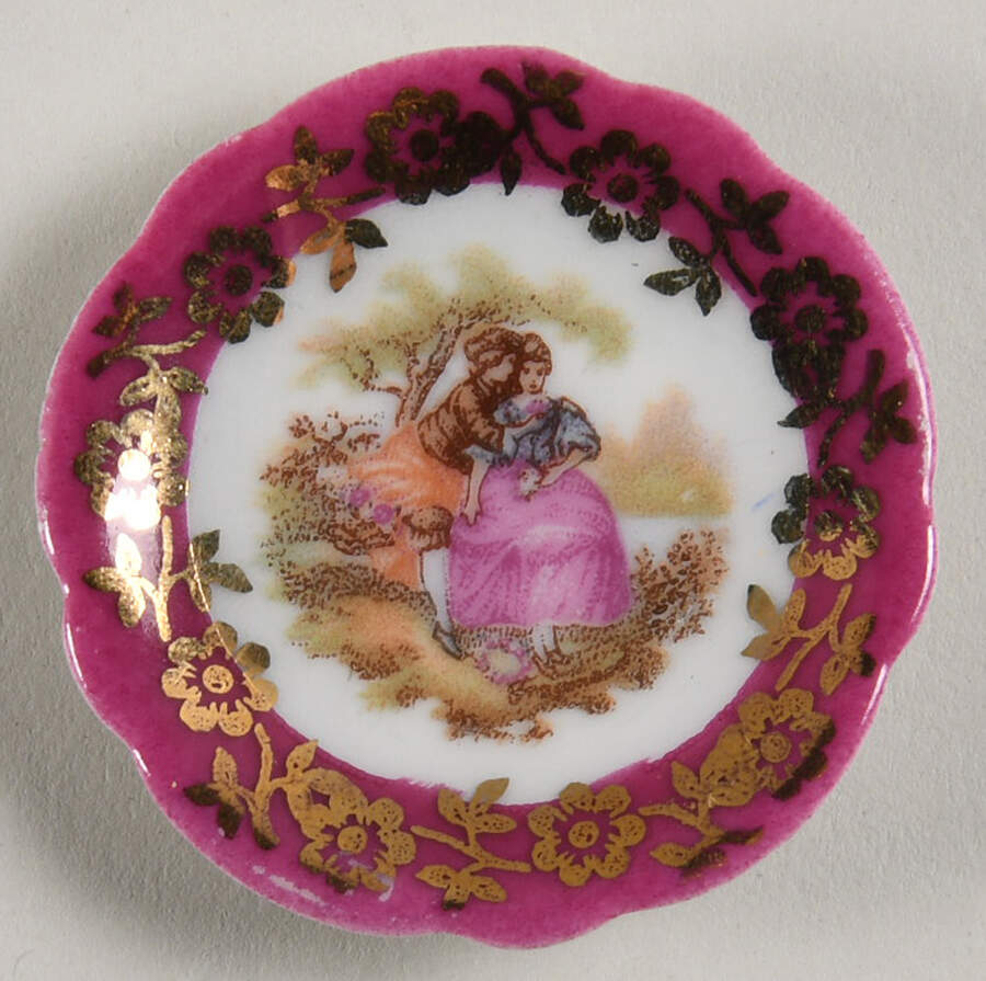 Limoges Miniature Figurines & Giftware Plate - Embrace Pink - No Box by Limoges-French-1