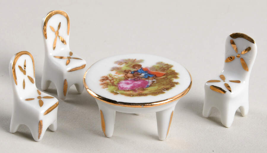 Limoges Miniature Figurines & Giftware Table And 3 Chairs - No Box by Limoges-French-1