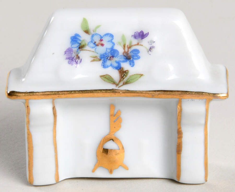 Limoges Miniature Figurines & Giftware Fireplace-Blue Flowers - No Box by Limoges-French-1